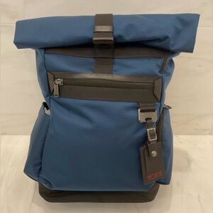 NEW Tumi BIRCH 18.5” Roll Top Nylon Laptop Backpack - NAVY BLUE w/ BROWN Accents